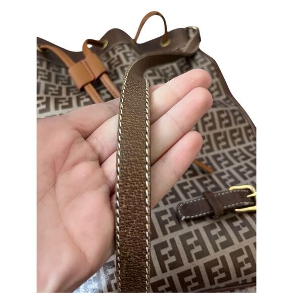 Vintage Fendi Women's Mon Tresor FF Motif Mini Bucket Bag Brown Cream - Picture 5 of 6